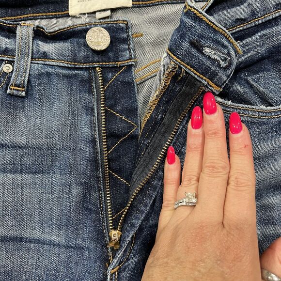 McGuire Anthro Size 28 Jeans Tuxedo Striped Vintage Mid Rise Slim Stretch Denim - Picture 11 of 16